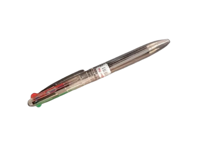 A transparent multi color pen with several refills