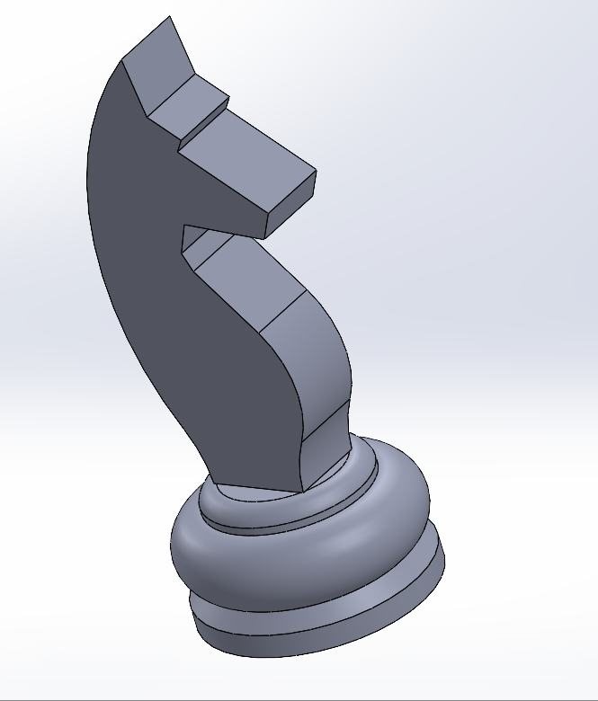 The finished SolidWorks model of the chess knight