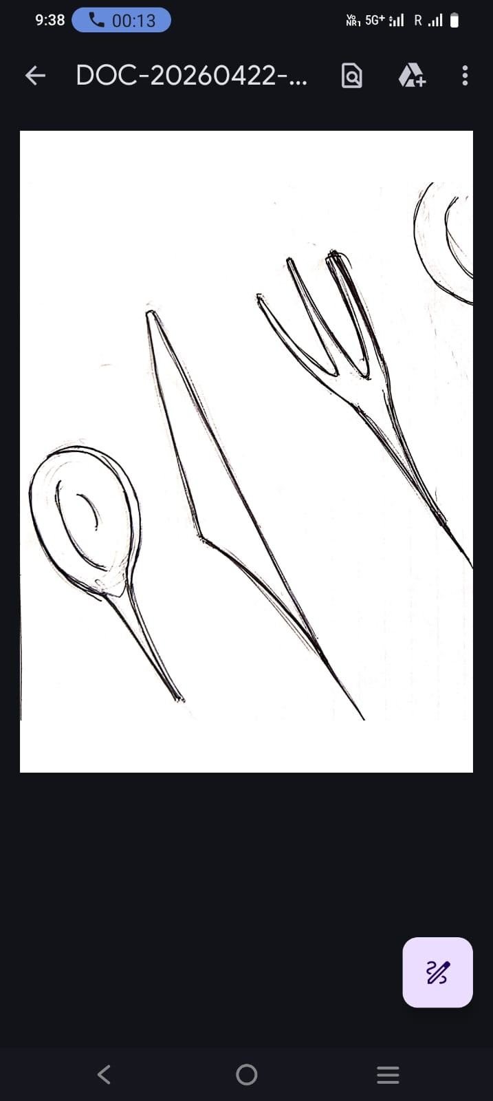 Phone screenshot of a spoon and a knife-fork sketch
