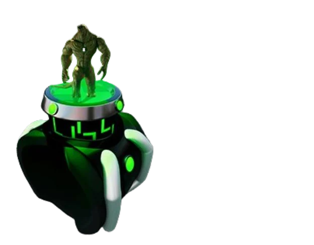 The Omnitrix projecting a green alien hologram