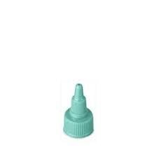 A teal twist-open nozzle cap