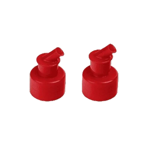 Two red flip-lever caps