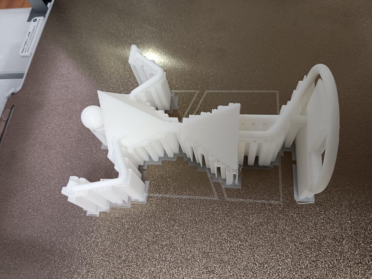 The model printed lying on its side with stepped supports